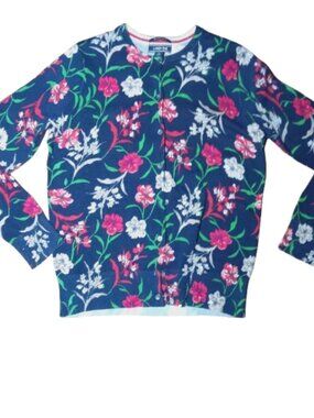 Lands End colorful button front cardigan